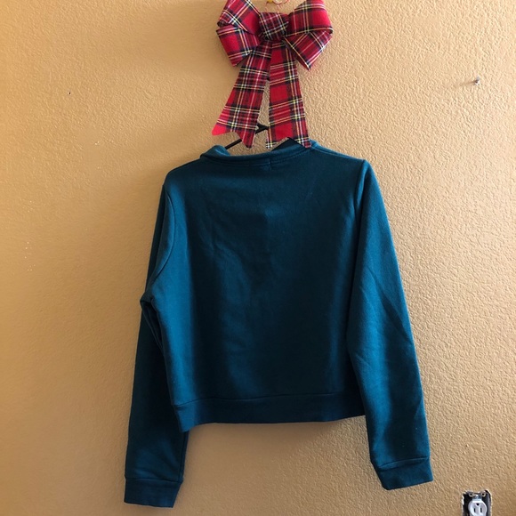 Emerald Green Full Tilt Cotton Cropped Sweater - Picture 12 of 13